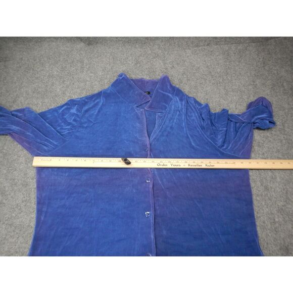 Vikki Vi Blouse Button-Up Plus Size‎ Top 2X Blue Red Elegant 3/4 Sleeve - Picture 7 of 11